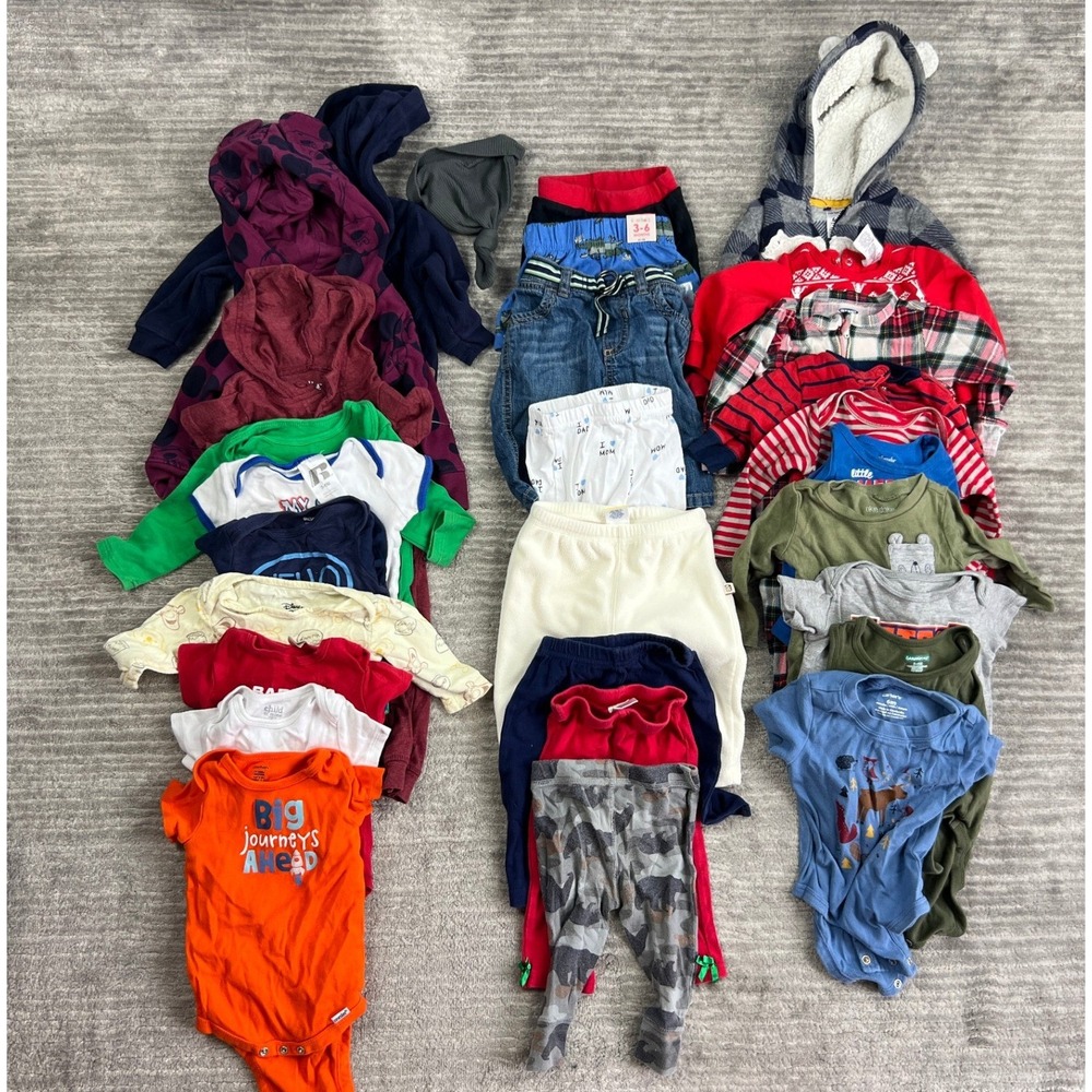 Lot of 28 Baby Boy 3-6M Mixed Brand Clothing Multicolor Sleepers Bodysuits Pant